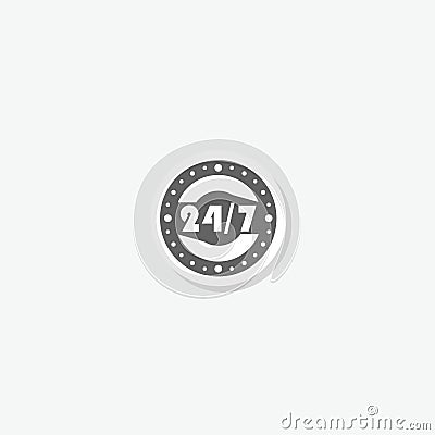24 hour assistance icon sticker logo Vector Illustration