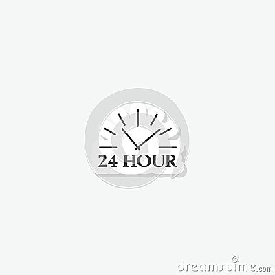 24 hour clock sticker icon isolated on white Vector Illustration