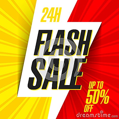 24 hour Flash Sale bright banner Vector Illustration