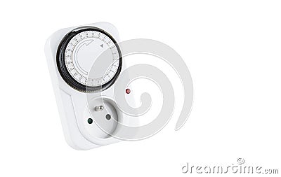 24 Hour Mains Plug In Timer Switch Time Clock european socket. Stock Photo