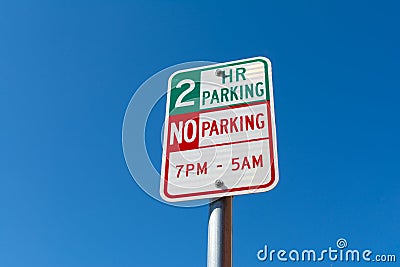 2 hour parking sign Stock Photo