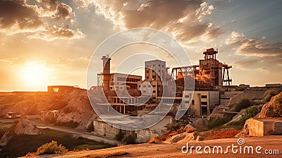 hour quarry Cement Factory Cartoon Illustration