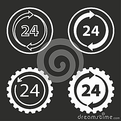 24 hour service icons set. Vector Illustration