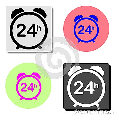 24 hour steady available services. flat vector icon Cartoon Illustration