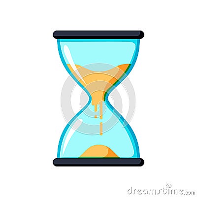 Hourglass antique instrument. Hourglass as time passing concept for business deadline, urgency and running out of time. Vector Illustration