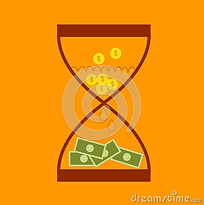 Hourglass concept business finance money Vector Illustration