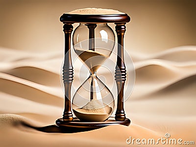 A Hourglass with the concept of Happy New Year & a New Startup of possitive time. Copy Space Stock Photo