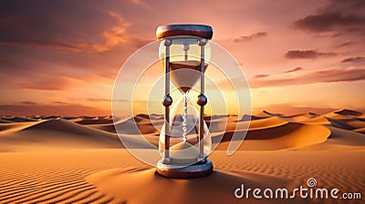 hourglass on desert Stock Photo