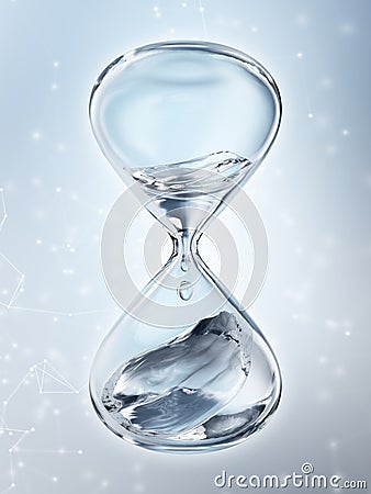 Hourglass with dripping water close-up Stock Photo