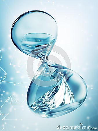 Hourglass with dripping water close-up Stock Photo