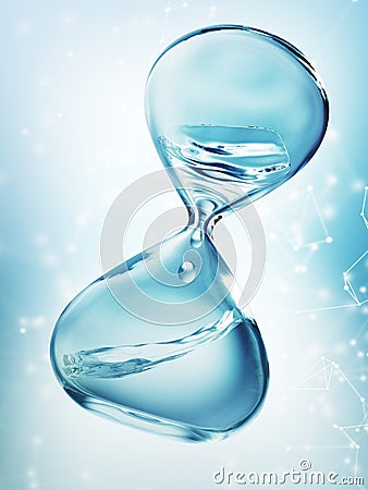 Hourglass with dripping water close-up Stock Photo