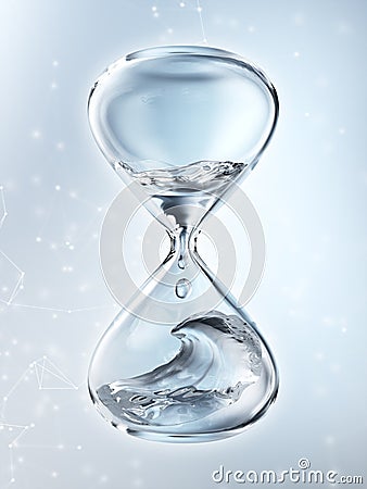 Hourglass with dripping water close-up Stock Photo