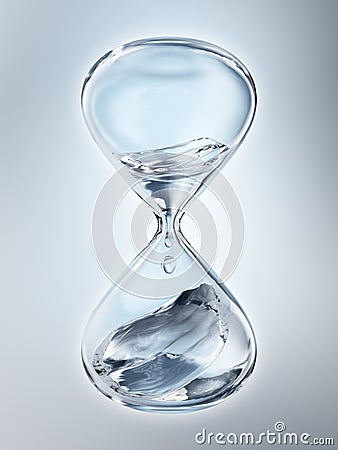 Hourglass with dripping water close-up Stock Photo