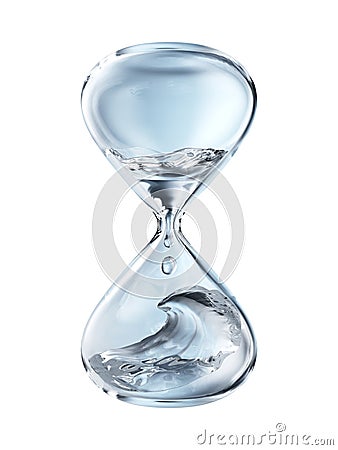 Hourglass with dripping water close-up Stock Photo