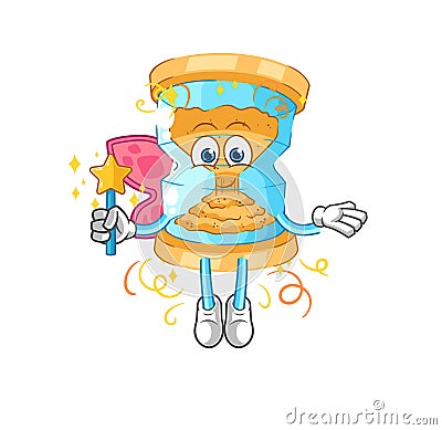 Hourglass fairy with wings and stick. cartoon mascot vector Vector Illustration