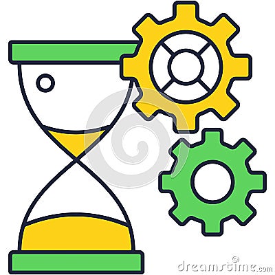 Hourglass and gear cog wheal vector icon Vector Illustration