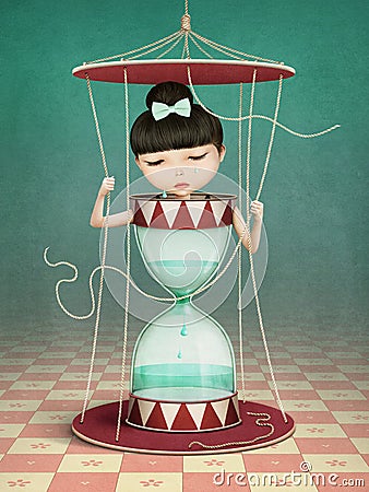Hourglass girl Cartoon Illustration