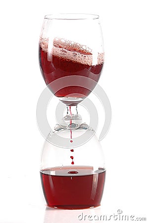 Hourglass from glases of red wine Stock Photo