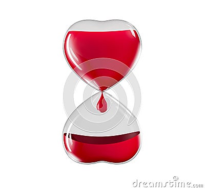 Hourglass heart Donor day. Blood transfusion 3d illustration Stock Photo