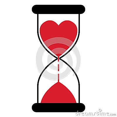 Hourglass with a heart time love, a timer for lovers Vector Illustration