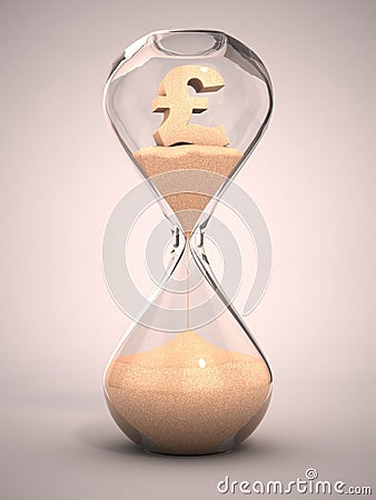 Hourglass with pound sign shaped sand Cartoon Illustration