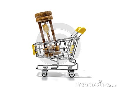 Hourglass with shopping cart Stock Photo