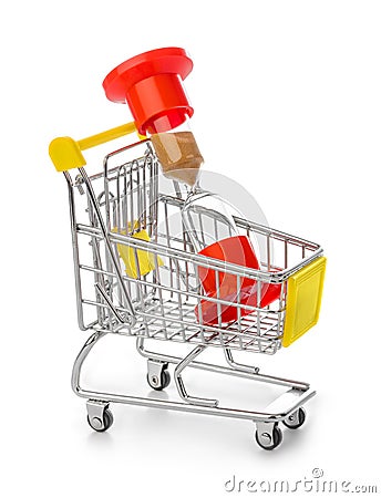 Hourglass in shopping cart Stock Photo