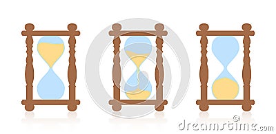 Hourglass Start Halftime Finish Time Goes By Sandglasses Vector Illustration