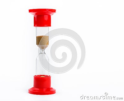 Hourglass started the countdown isolated on white background Stock Photo