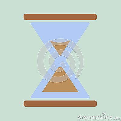 Hourglass. Vector illustration. Classic design. Time in minutes. Sand wooden clock Vector Illustration
