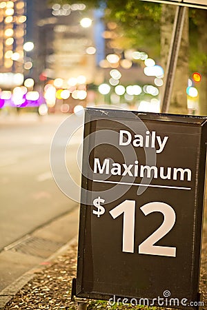 Daily and hourly parking sign in the city Stock Photo