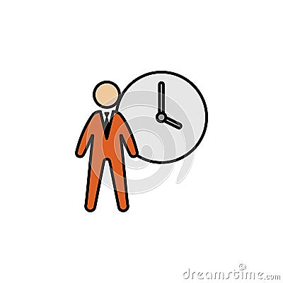 Hours, businessman, schedule colored icon. Can be used for web, logo, mobile app, UI, UX Vector Illustration