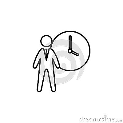 Hours, businessman, schedule icon on white background. Can be used for web, logo, mobile app, UI, UX Vector Illustration