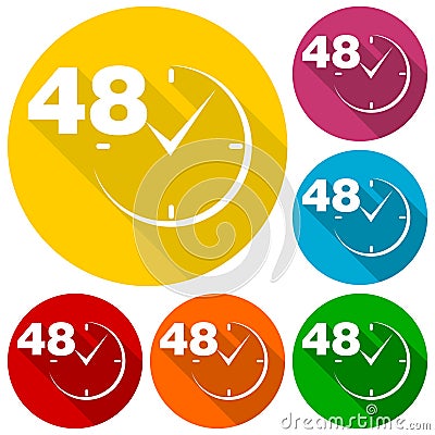 48 hours circular icons set with long shadow Vector Illustration