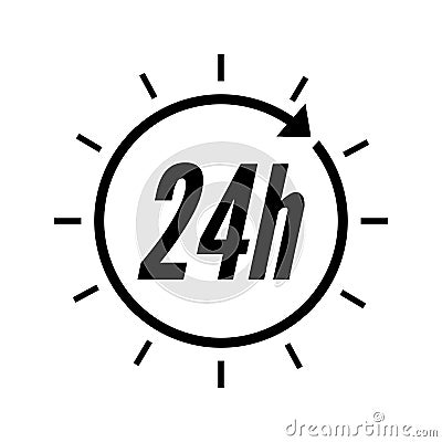 24 hours clock sign icon. Vector Illustration