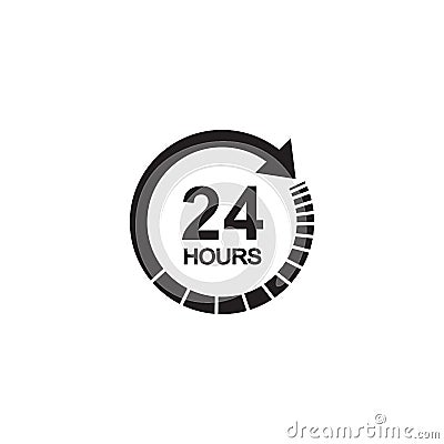 24 hours clock sign icon in flat style. Twenty four hour open vector illustration on white isolated. Timetable business Vector Illustration