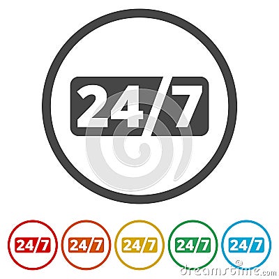 24 hours customer service. Round the clock support symbol Vector Illustration