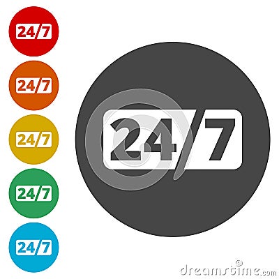 24 hours customer service. Round the clock support symbol Vector Illustration