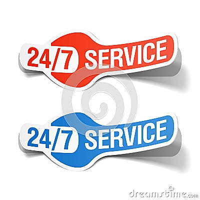 24 hours a day service sticker Vector Illustration