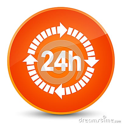 24 hours delivery icon elegant orange round button Cartoon Illustration