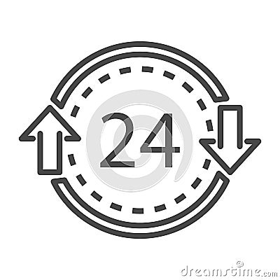 24 hours delivery icon, outline style Vector Illustration