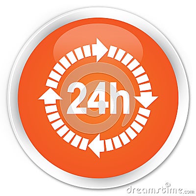 24 hours delivery icon premium orange round button Cartoon Illustration