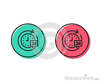 24 hours delivery line icon. Time sign. Vector Vector Illustration