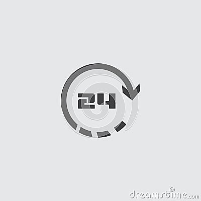 24 hours icon in a flat design in black color. Vector illustration eps10 Vector Illustration