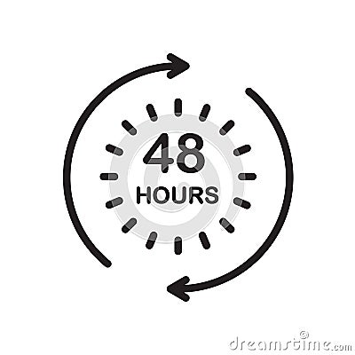 48 hours icon isolated on white background Vector Illustration
