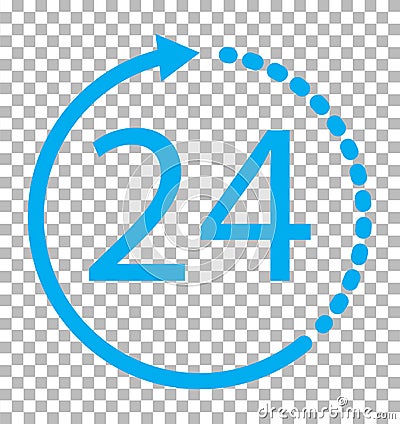 24 hours icon on transparent background. Stock Photo