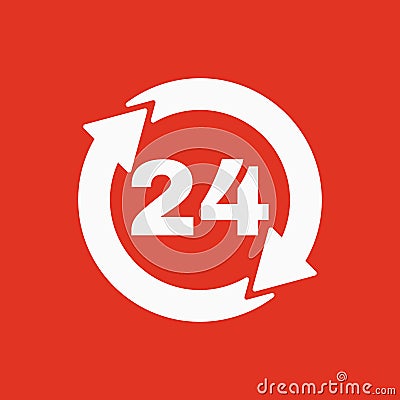 The 24 hours icon. Twenty-four hours open symbol. Vector Illustration