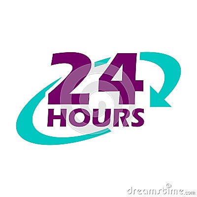 The 24 hours icon. Twenty-four hours open symbol Vector Illustration