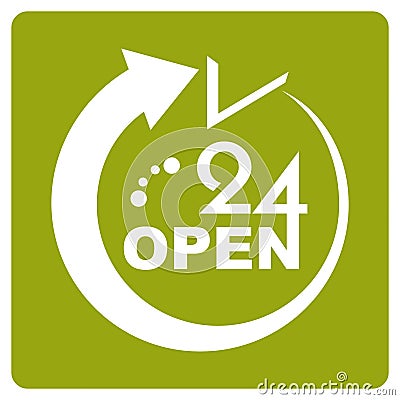 24 Hours Open icon Stock Photo