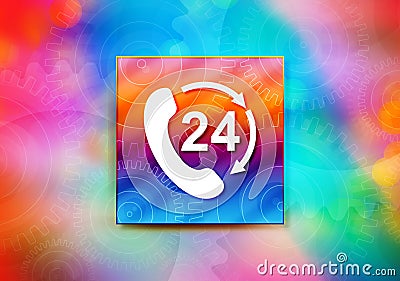 24 hours open phone rotate arrow icon abstract colorful background bokeh design illustration Cartoon Illustration
